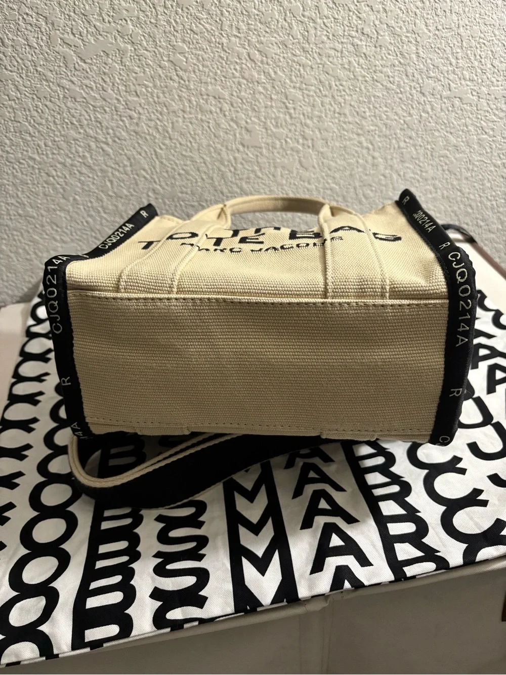 Marc Jacobs Natural and Black Canvas 'The Tote Bag' Small Tote